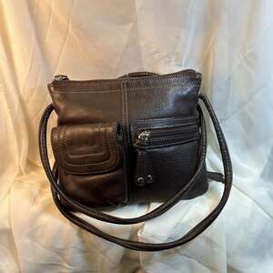 Tignanello Black Leather Crossbody Purse Organizer